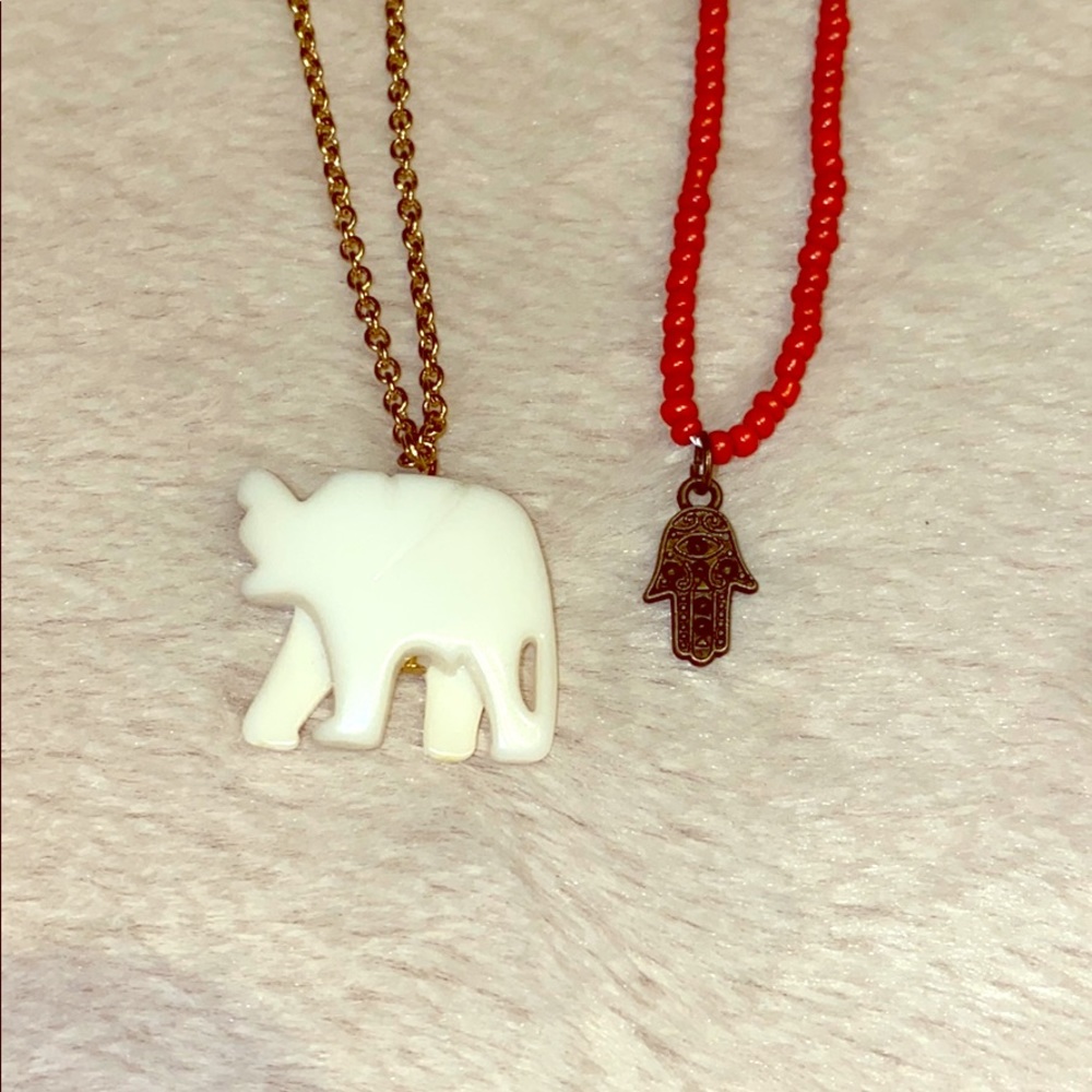 Jewelry Set Elephant and Hamsa Necklace